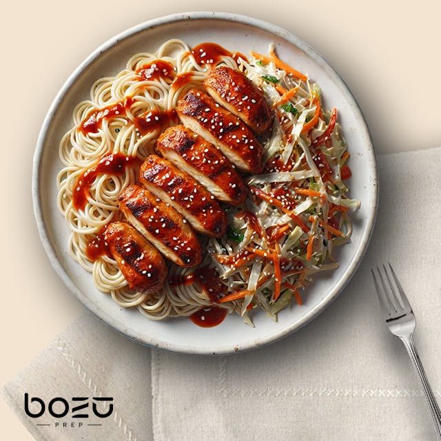 Gochujang Chicken, Noodles, Asian Slaw