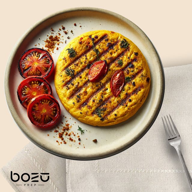 MASALA OMELETTE, GRILLED TOMATO, SPINACH