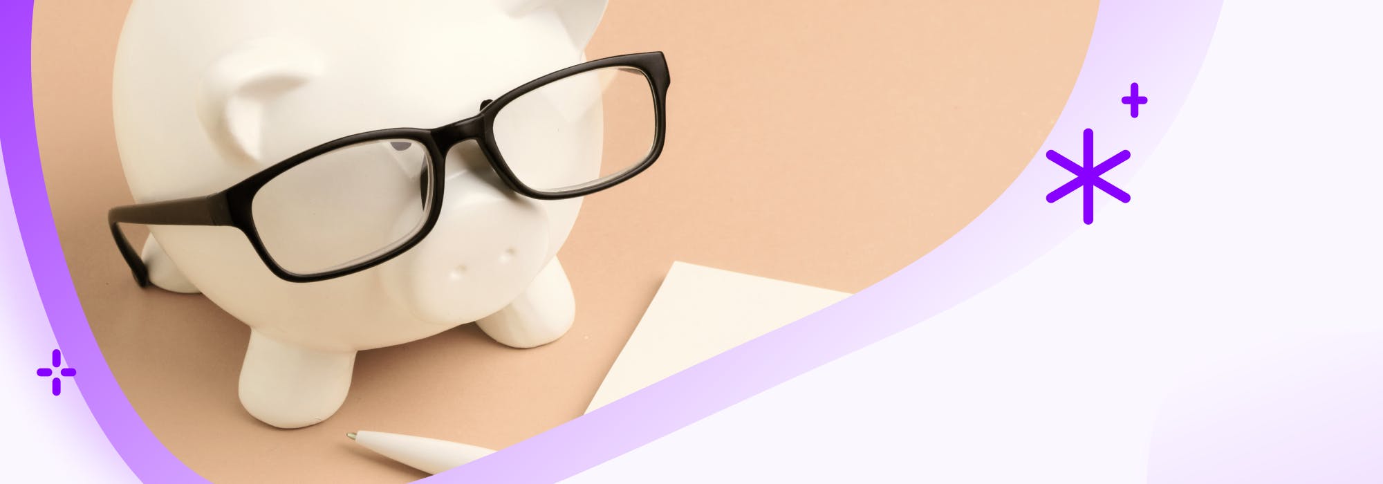 A piggy bank with glasses on taking notes on annual home maintenance costs