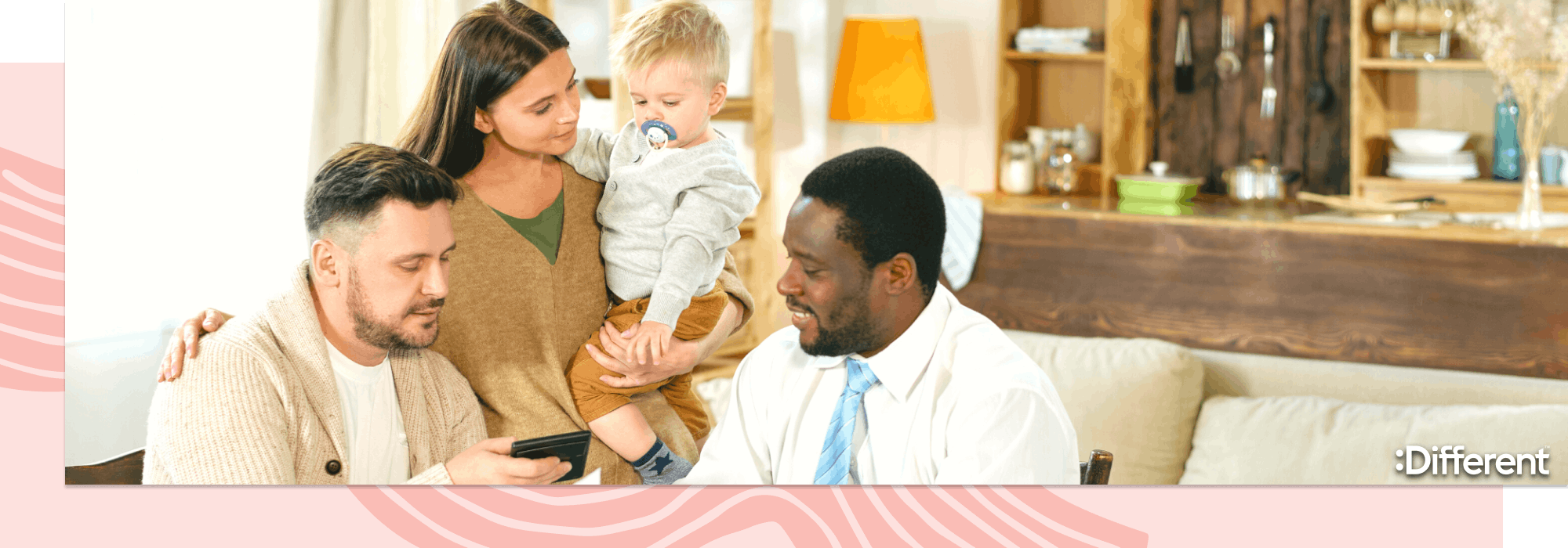 a family with their real estate agent discussing what to do when property interest rates rise