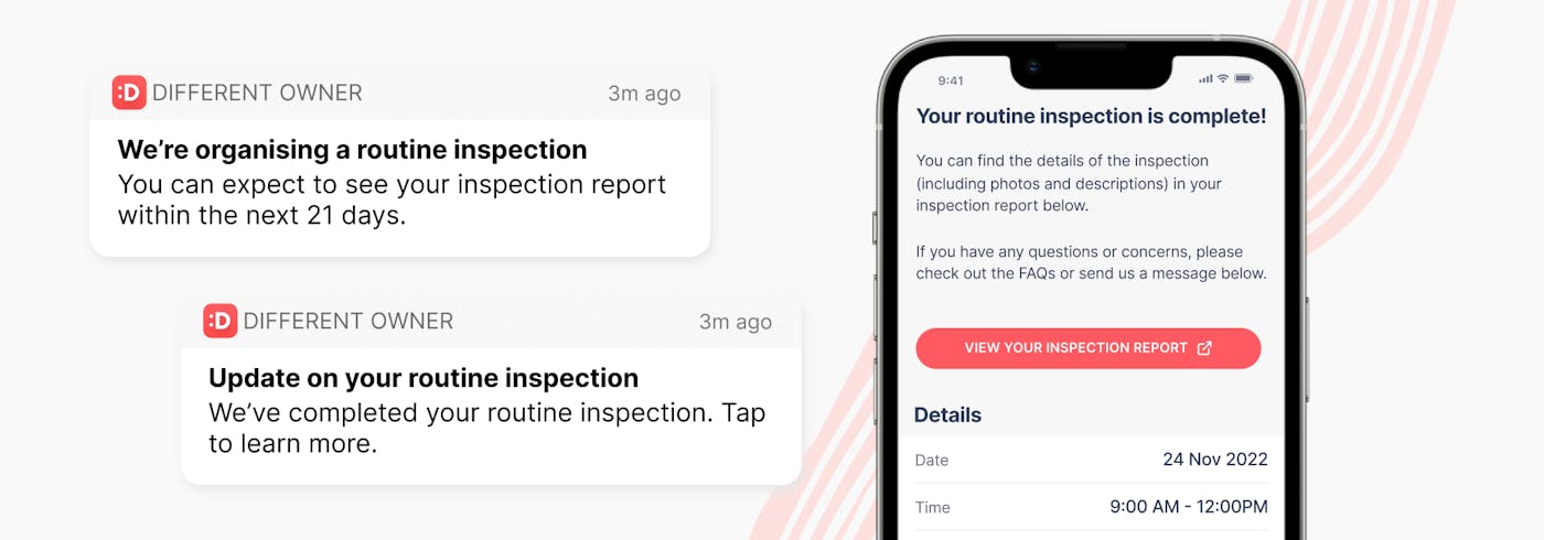 notifying landlords of updates on routine inspections using the different owner app 