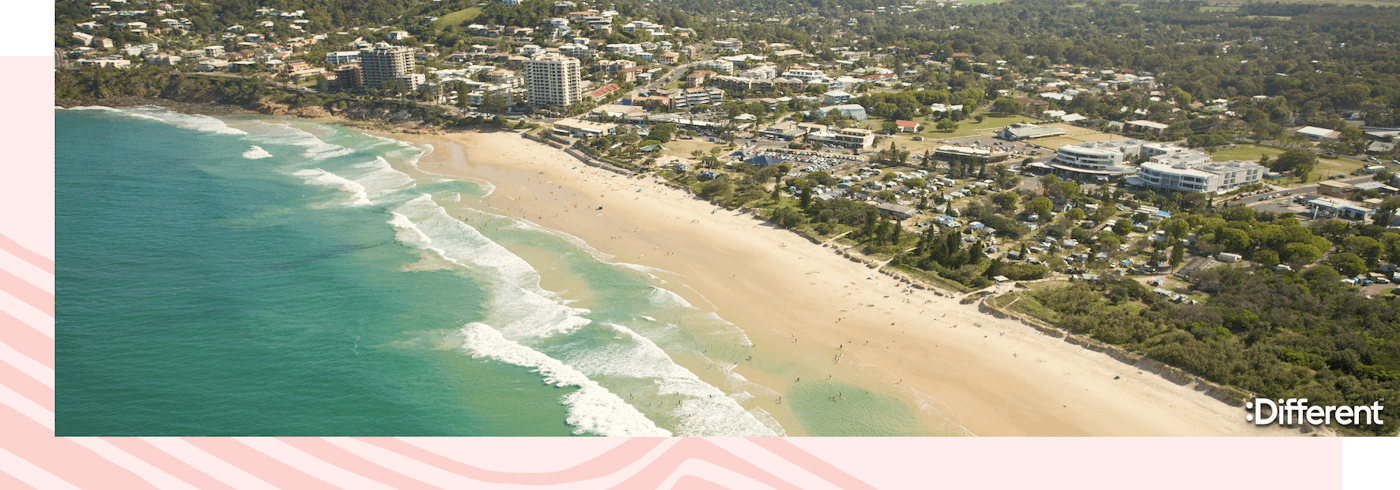 An aerial shot of Sunshine Coast 