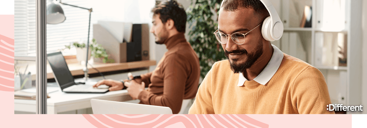 Landlord with headphones choosing good tenants for their property