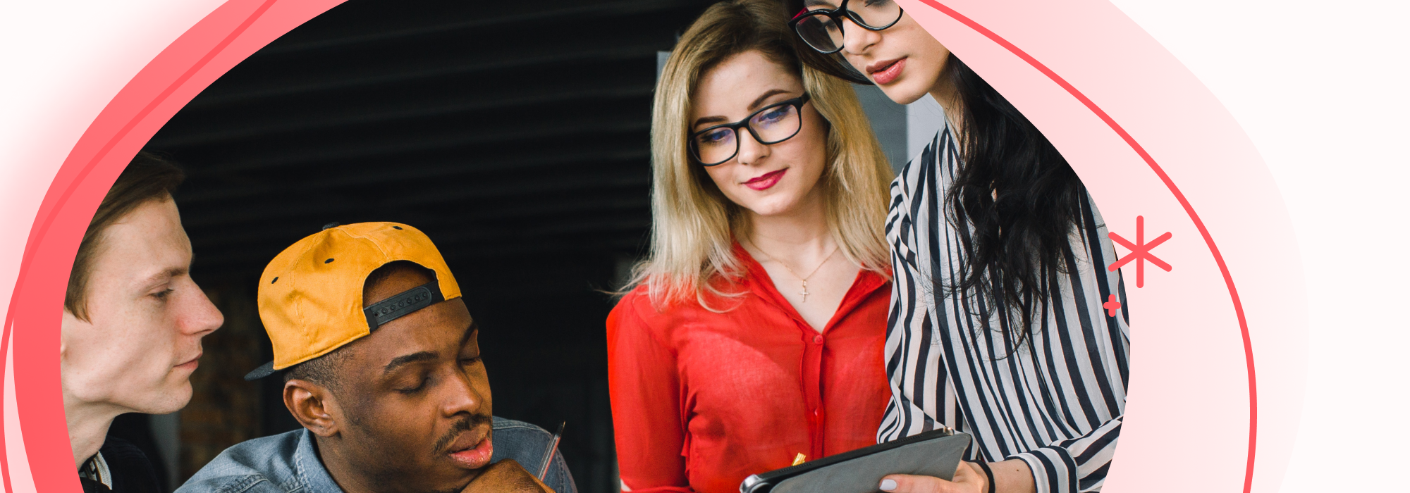 Members of a body corporate looking at a tablet 