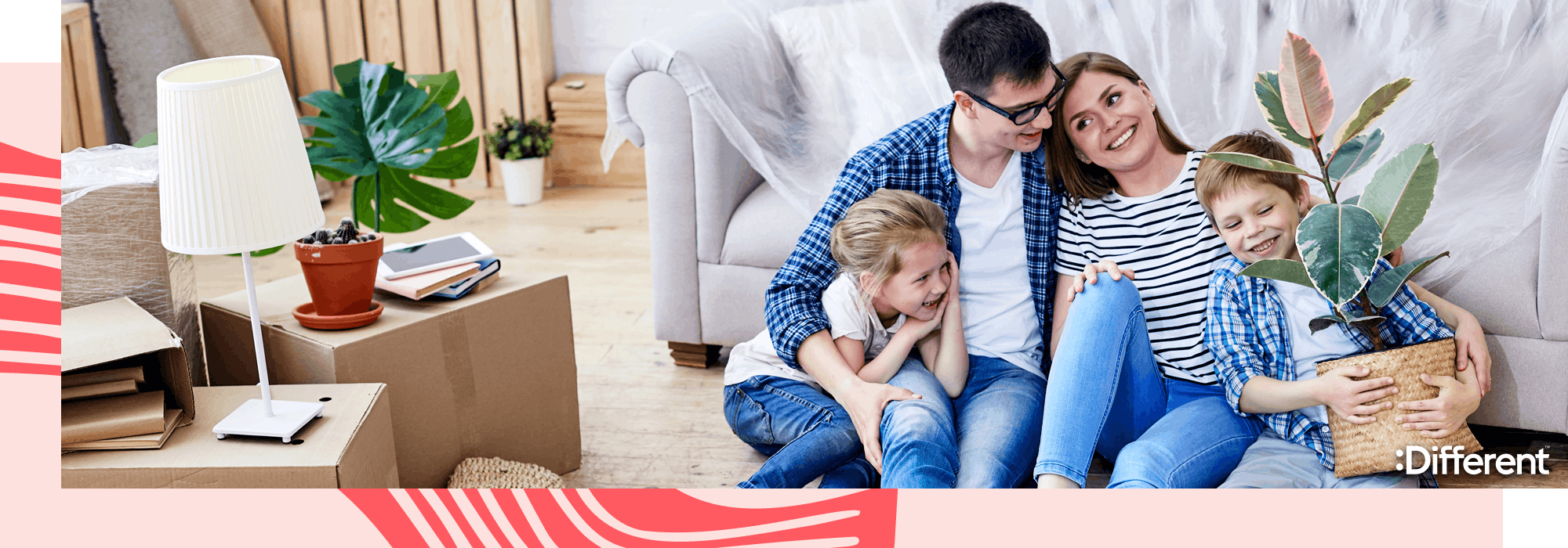 a family excited about their new home secured by a home loan