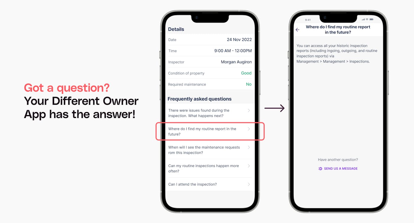 viewing frequently asked questions on the different owner app
