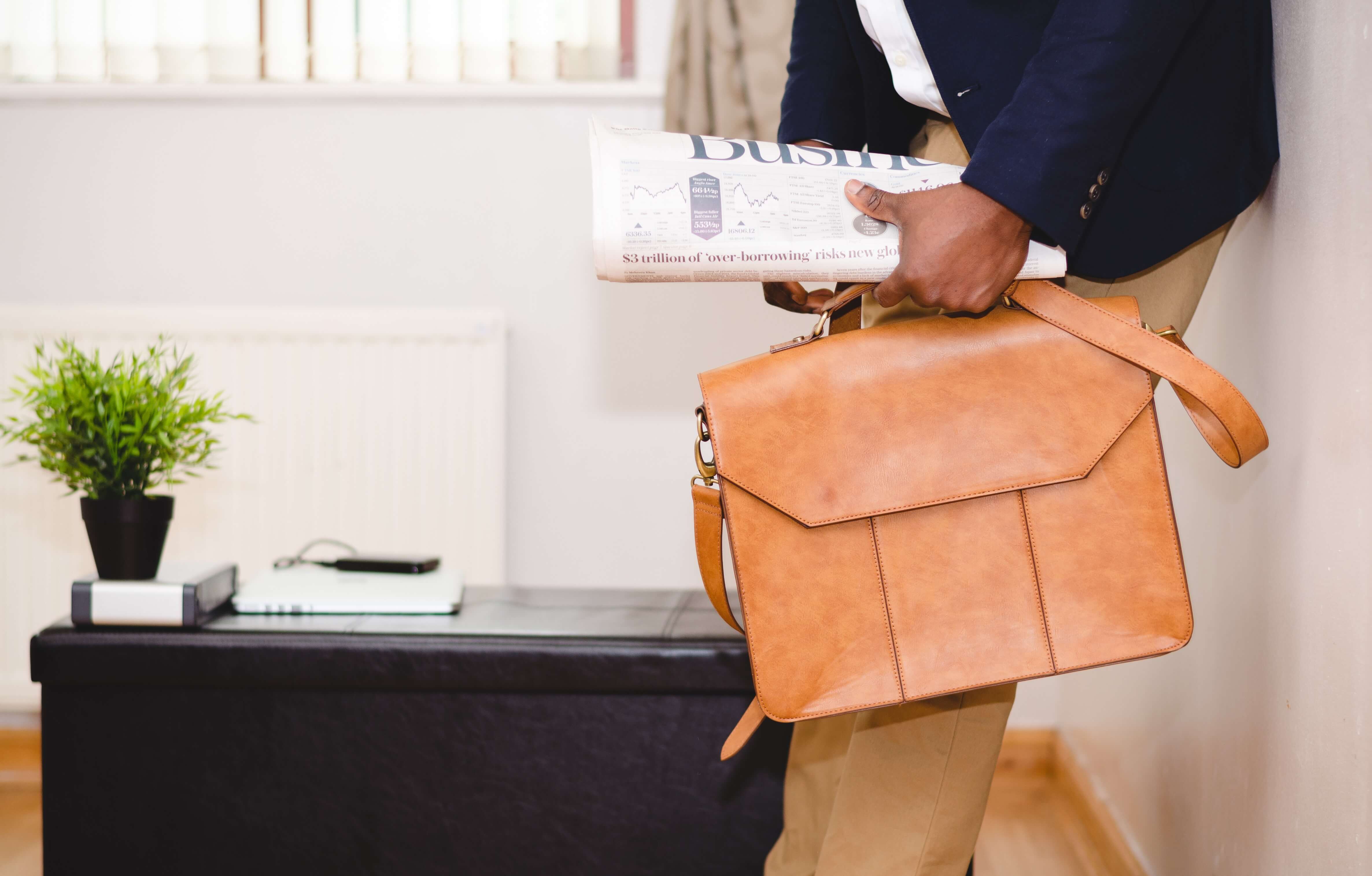 businessman with laptop bag