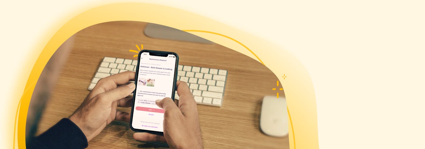 A landlord looking at how we solve maintenance issues efficiently through our Owner app