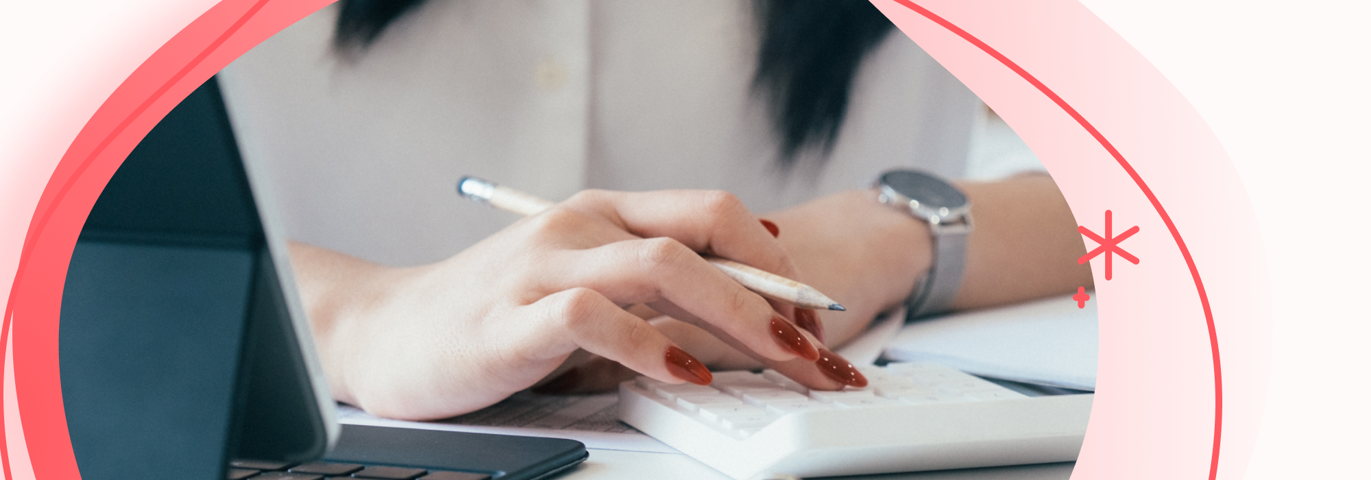 A woman making calculations 