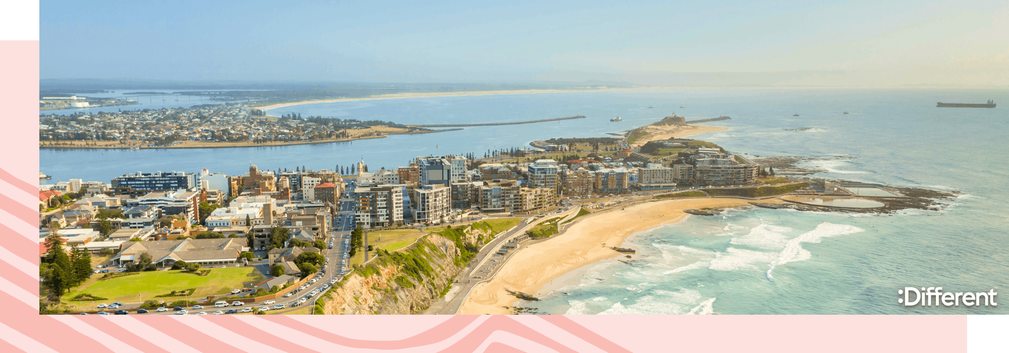 An aerial shot of an Australian coastal town