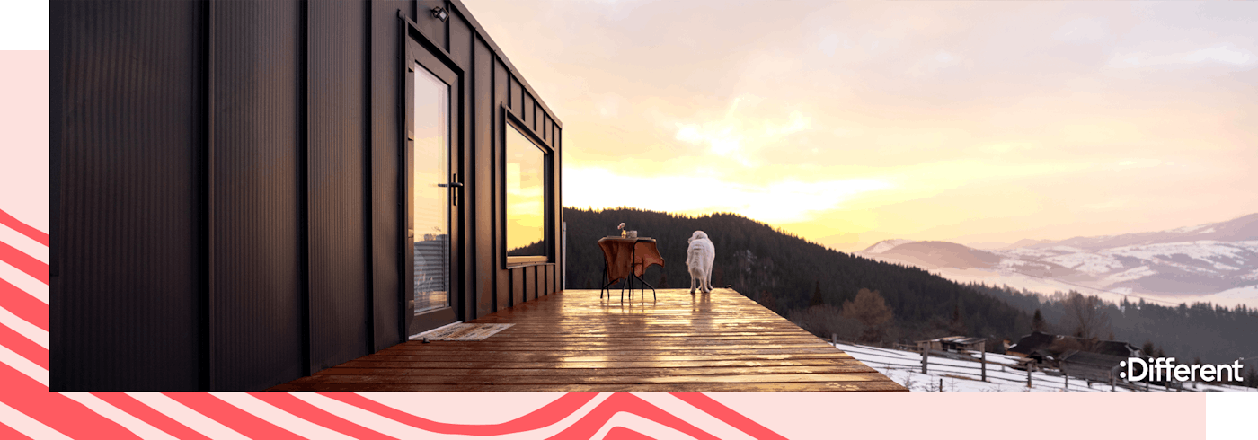 An image of a container home with a view 