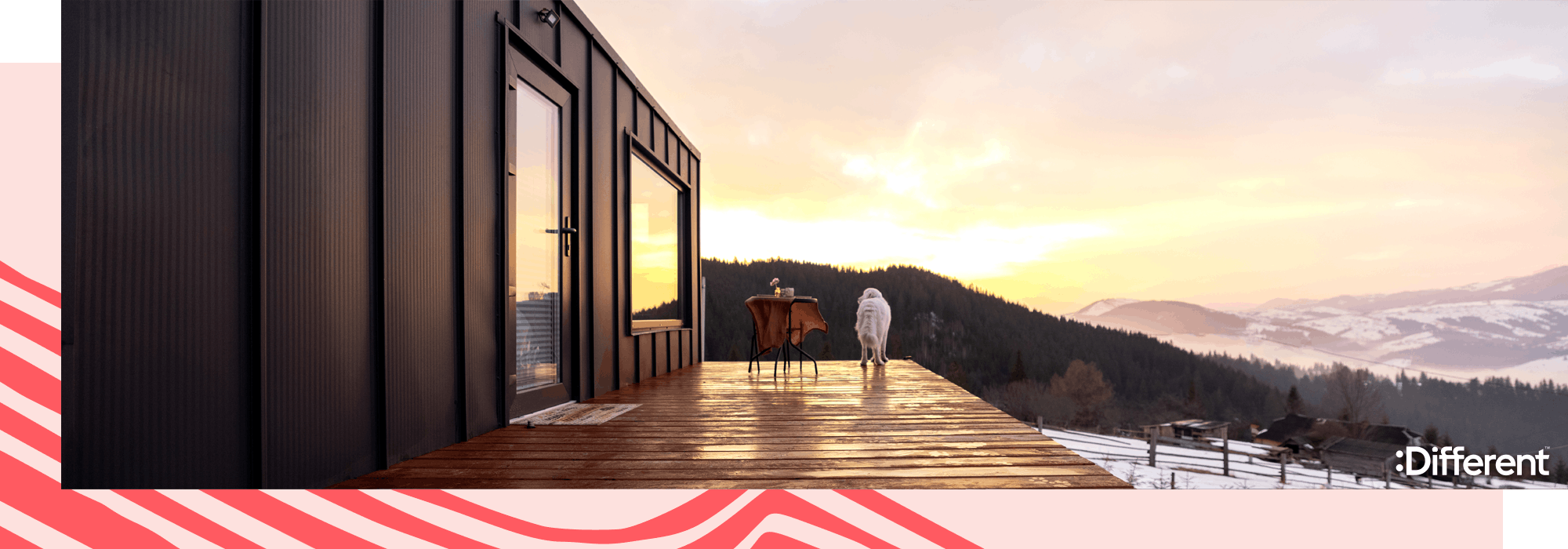 An image of a container home with a view
