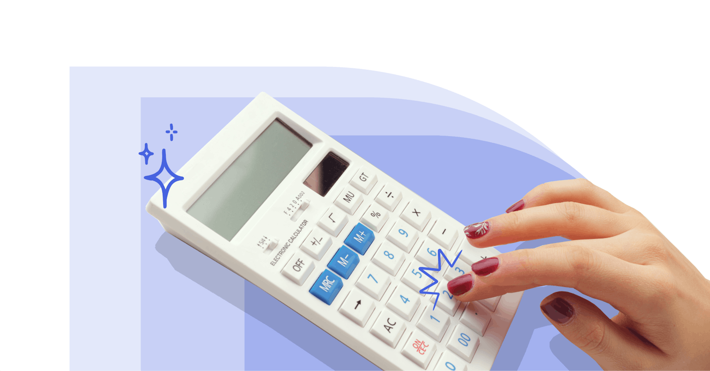 A women using a calculator.