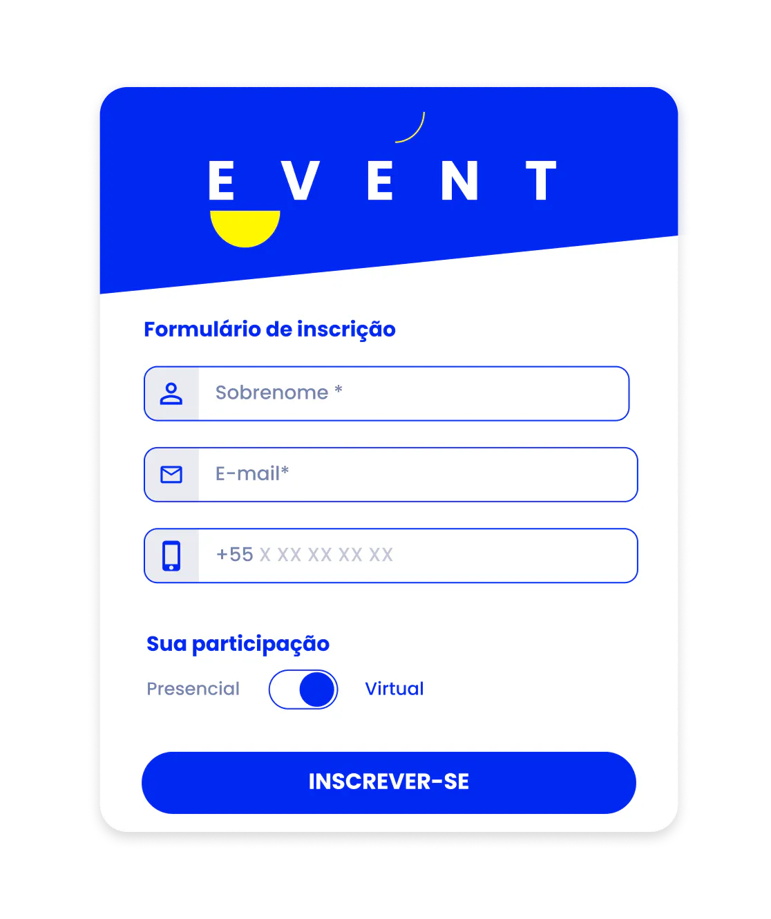 formulário de registro de evento
