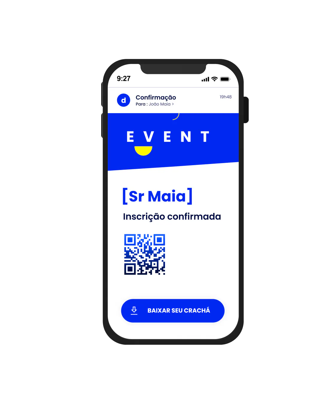 E-mail de confirmação de registro do evento