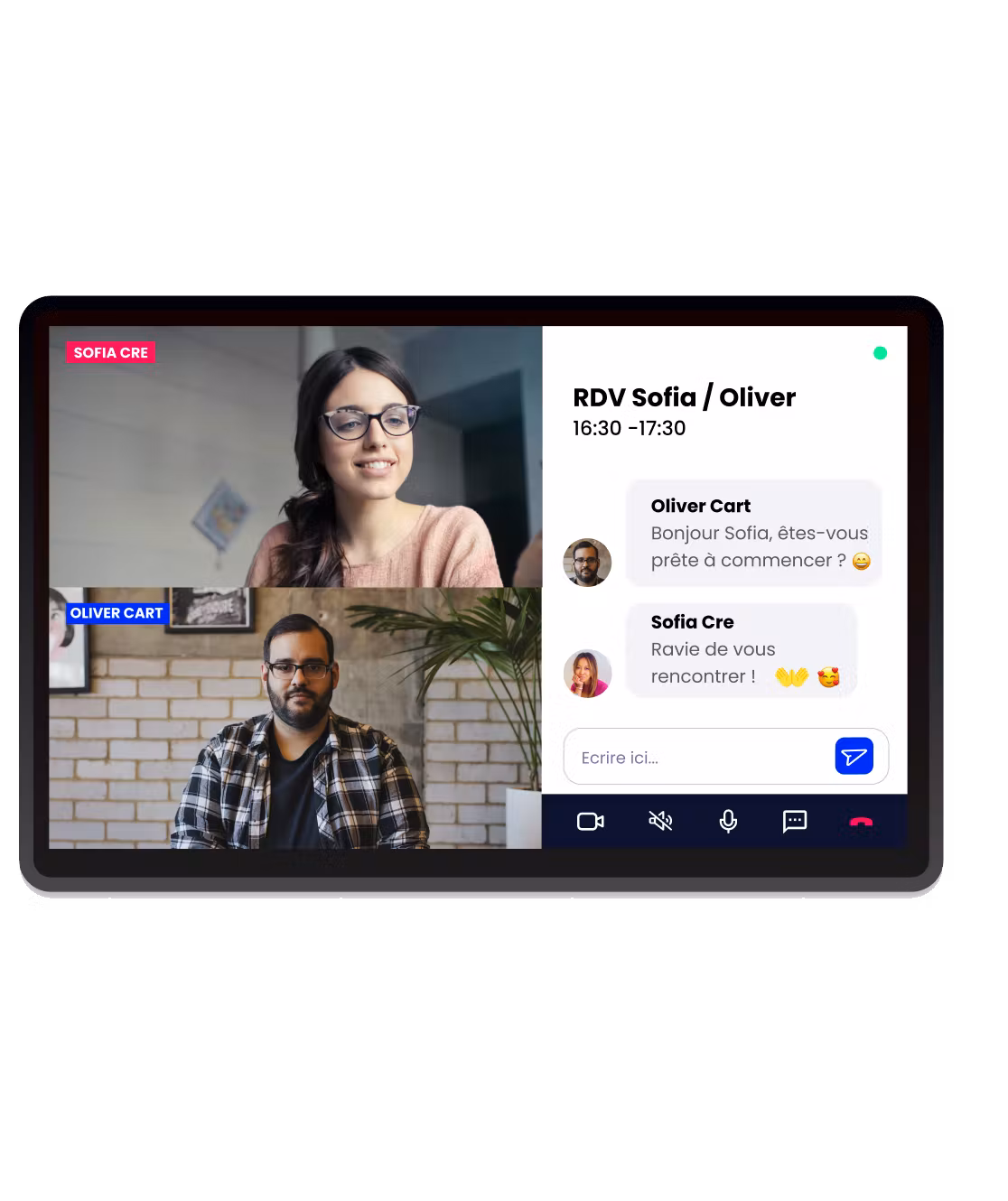 Tela de videoconferência