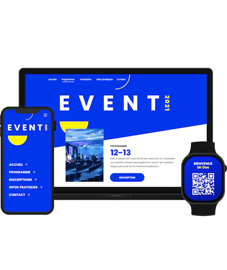 Illustration einer Event-Website auf verschiedenen Geräten