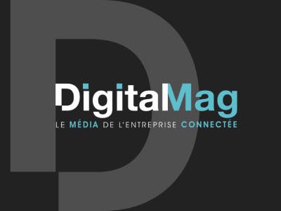 Un visuel moderne et épuré mettant en avant l’identité de Digital Mag, avec un jeu subtil de contrastes entre le noir, le gris et le bleu. Le logo reflète la vision d’un média au service des entreprises innovantes et connectées.