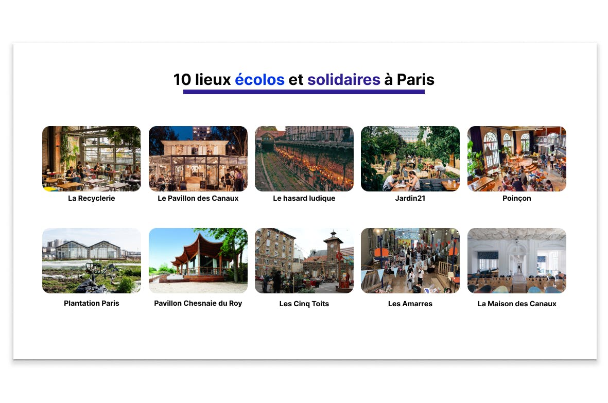 10 lieux écoresponsables à Paris pour organiser des événements d’entreprise solidaires, durables, culturels ou collaboratifs.