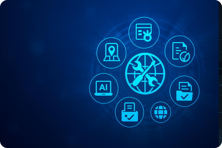 Illustration représentant divers outils numériques pour organiser et gérer un événement professionnel.