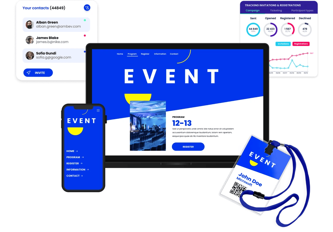 Event registration website on desktop and mobile