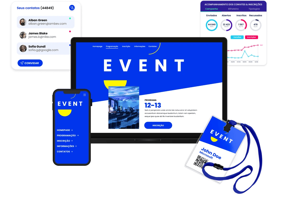 Computador, smartphone, tecnologia para eventos