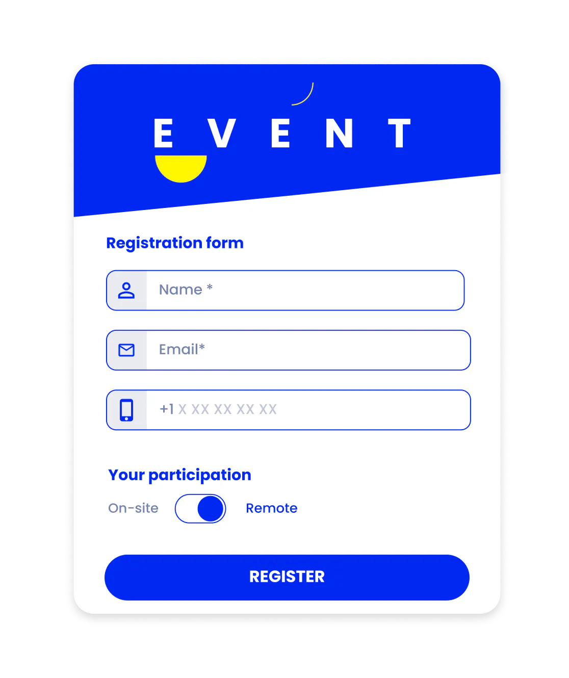 Example of an event registration form