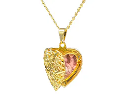 Colar Relicário Coração Dourado - 1 Foto