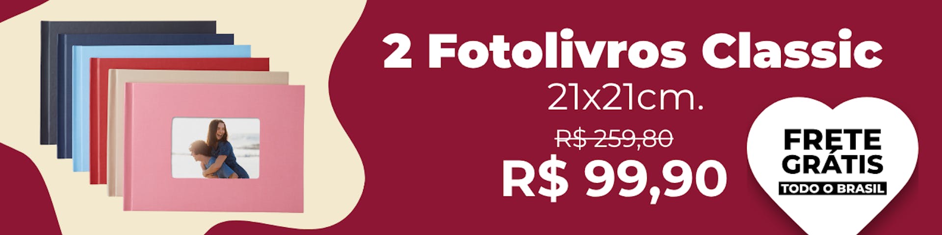 2 Fotolivros Classic 21x21cm com Frete Grátis