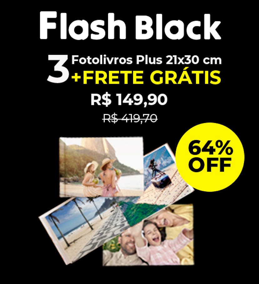 Vale 3 Fotolivro Plus 21x30cm só R$ 149,90