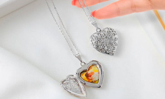 Relicario coração 1 foto prata