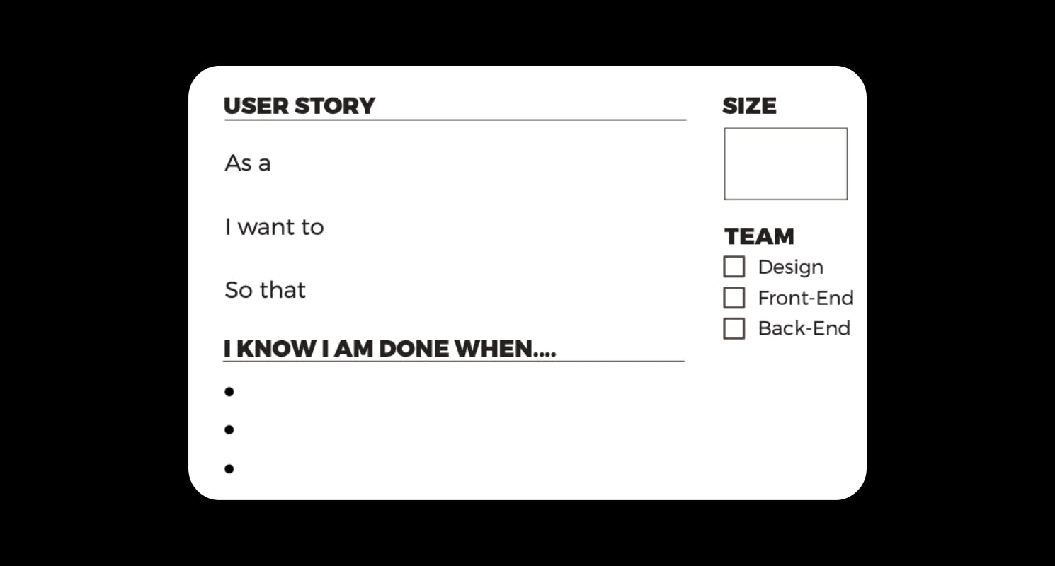 An example of a user story card