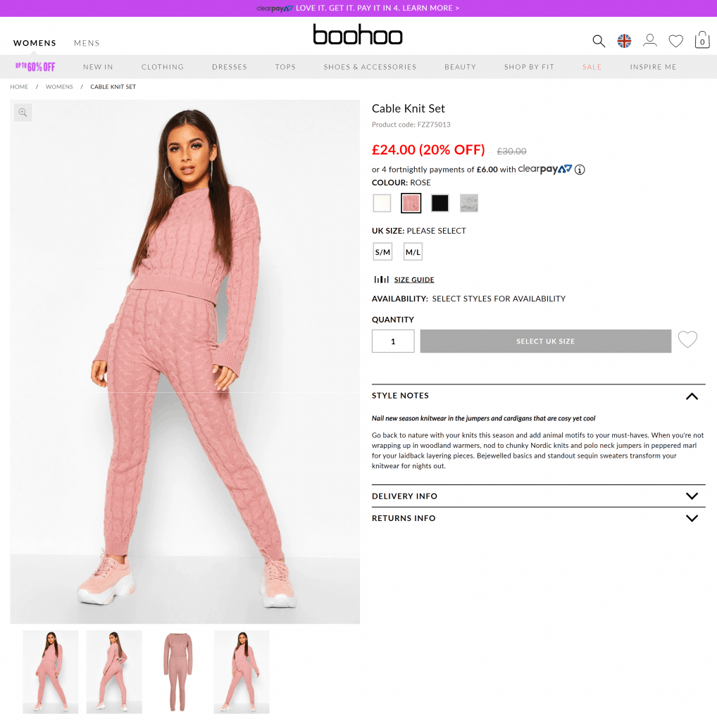 Boohoo.com Product Page