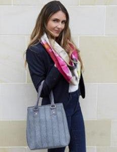 GREY WOOL SOPHIE BAG AND GREY PURPLE PARIS SCARF