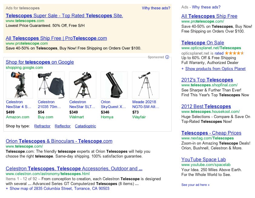 buy telescope example for Google Shopping