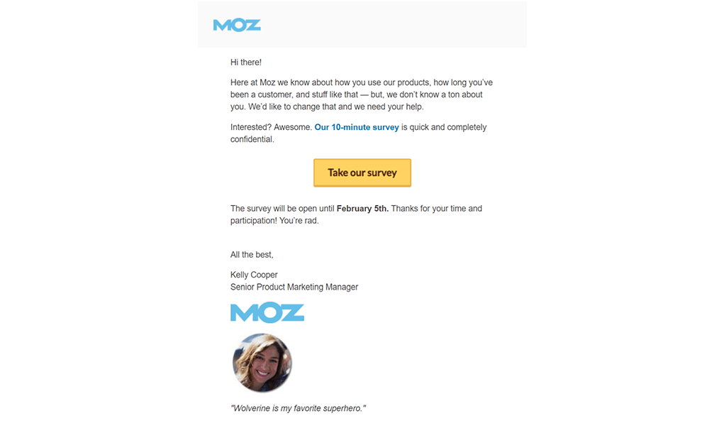 Moz Re-engagement Email