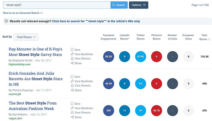 Buzzsumo screenshot 