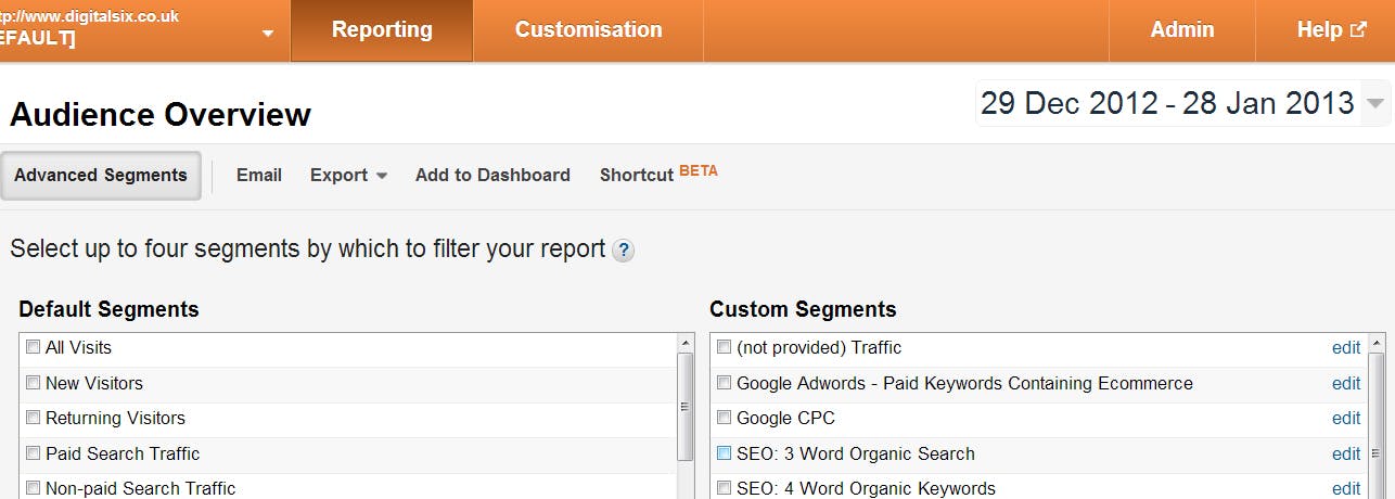 Google Analytics Advanced Segments