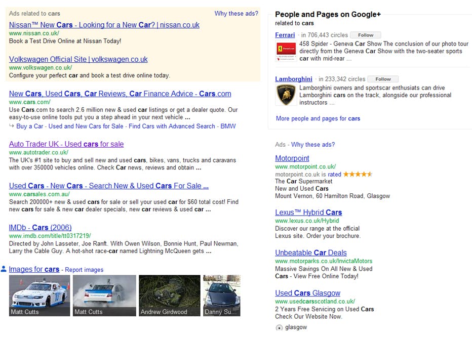 Google Plus &amp; Search Plus Your World Example Image