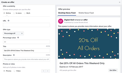 Create an Offer on Facebook