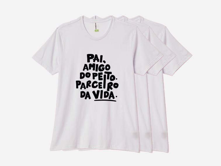 Especificações da camiseta Pima: Gola na mesma malha da camiseta, Caimento indescritível, Malha 97%, Algodão Pima, 3% Elastano