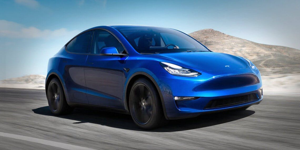 voiture électrique Tesla bleue