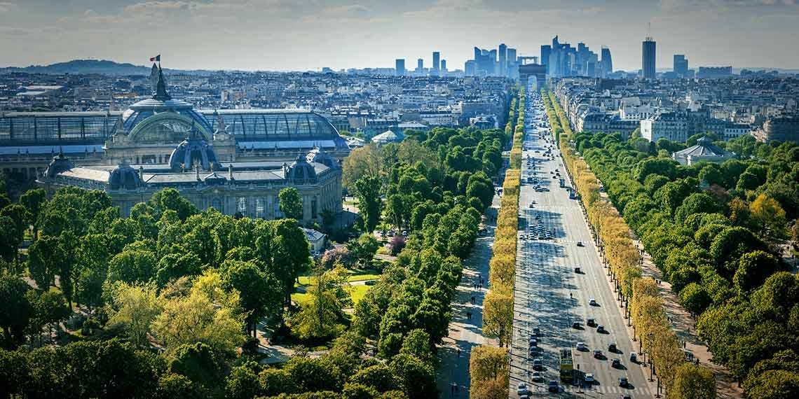 vue aérienne avenue delcourt arc de triomphe paris