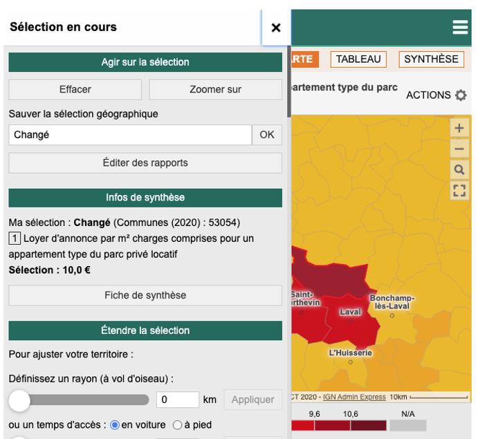 détail sélection sur carte des loyers france