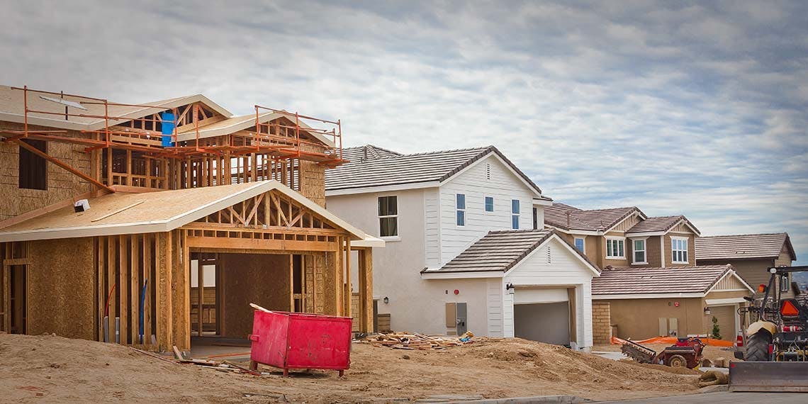 maison en construction dans un lotissement
