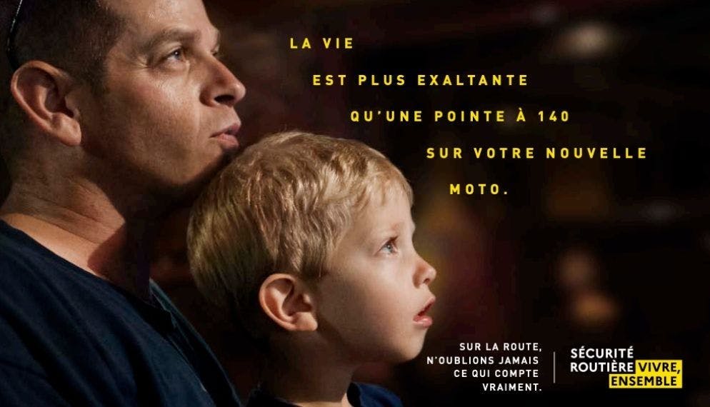 affiche campagne Sécurité routière un père et son fils