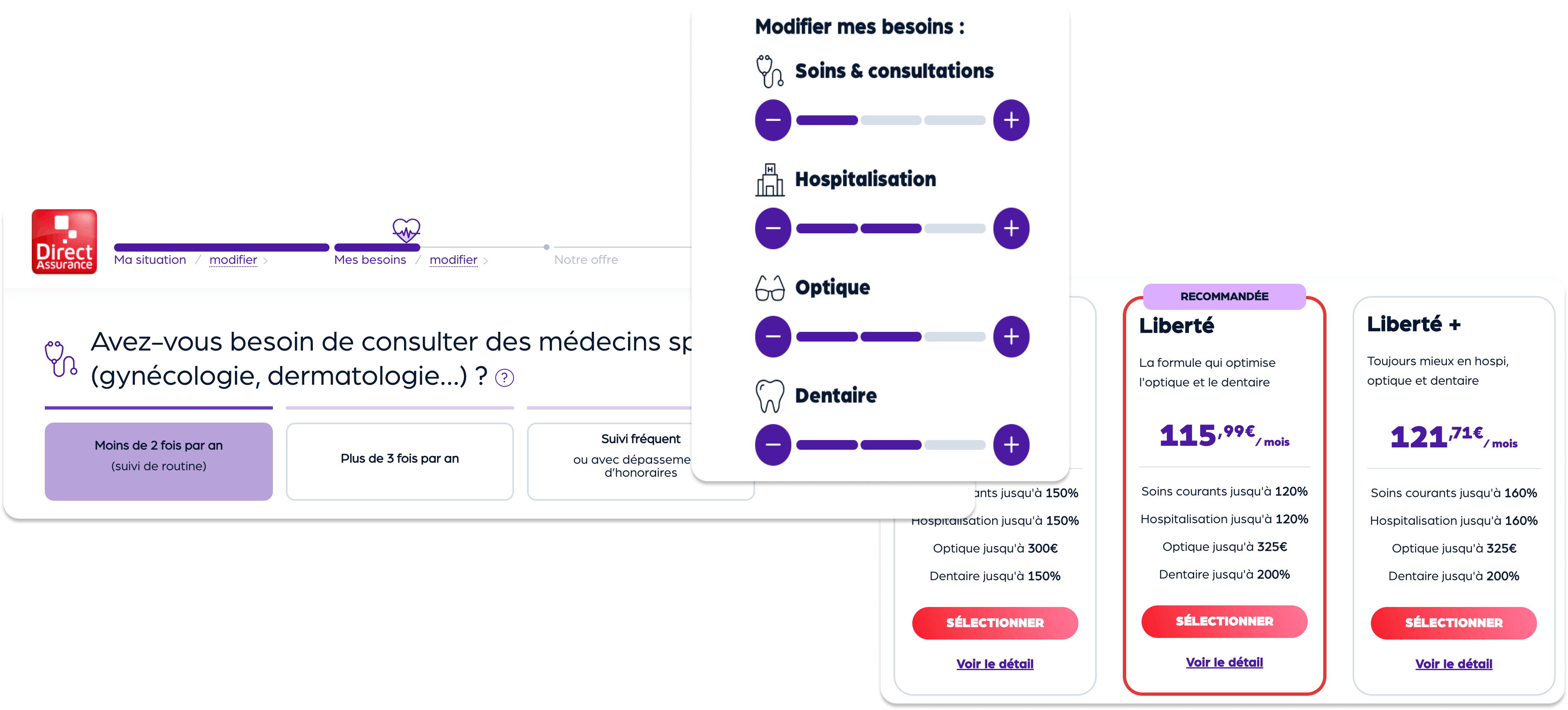Nous vous recommandons votre formule et tarif en quelques minutes