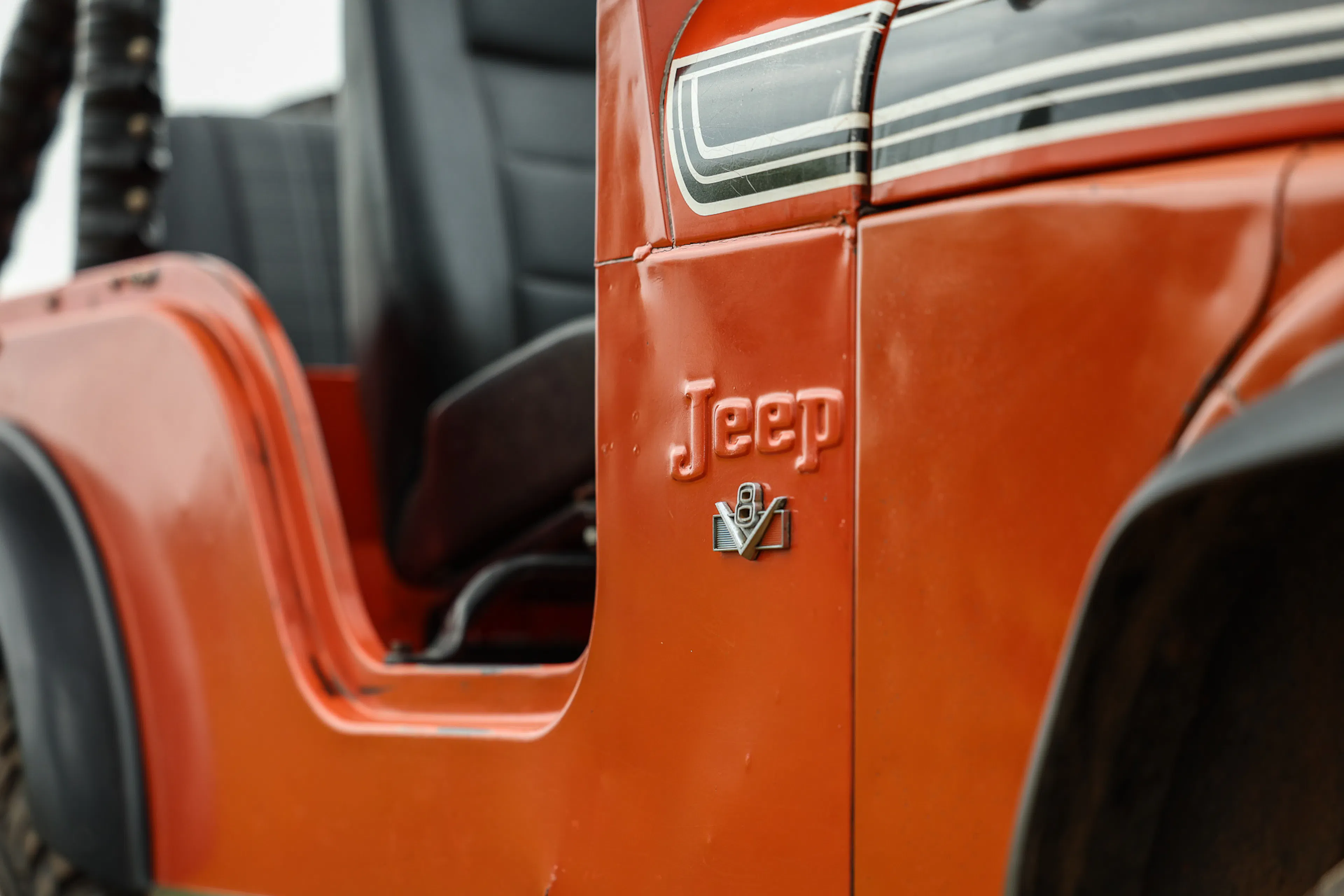 1973 Jeep CJ-5 Renegade passenger V8 badge