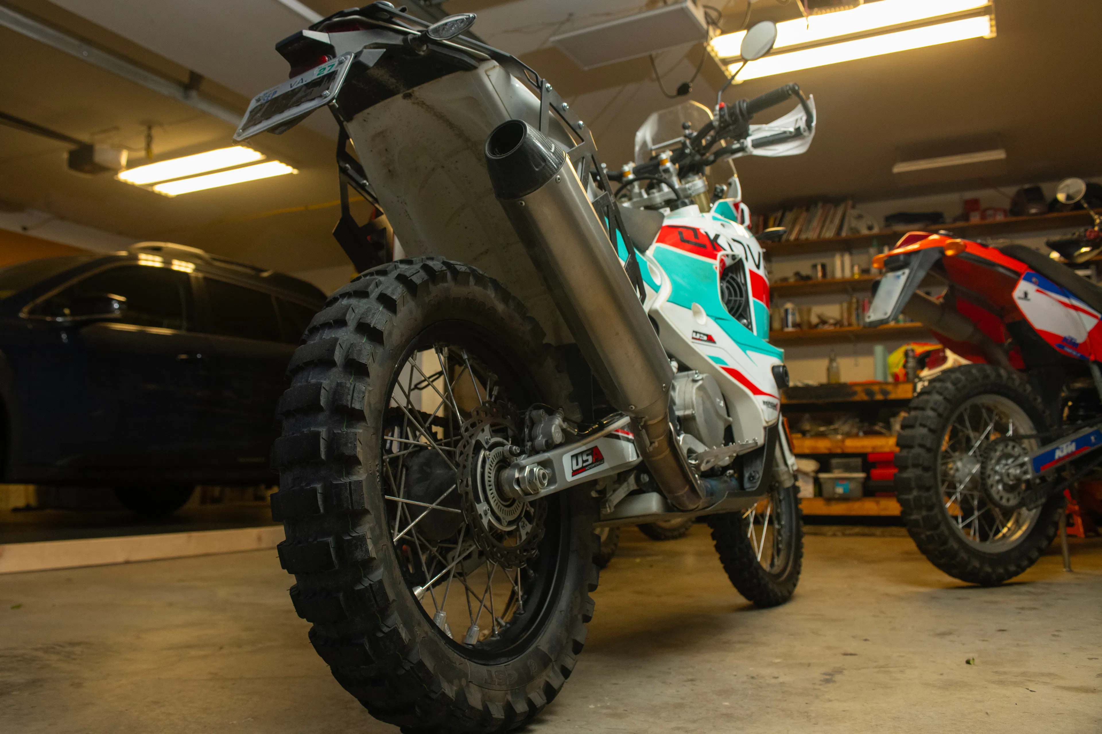 2024 Kove 450 Rally right rear 3/4