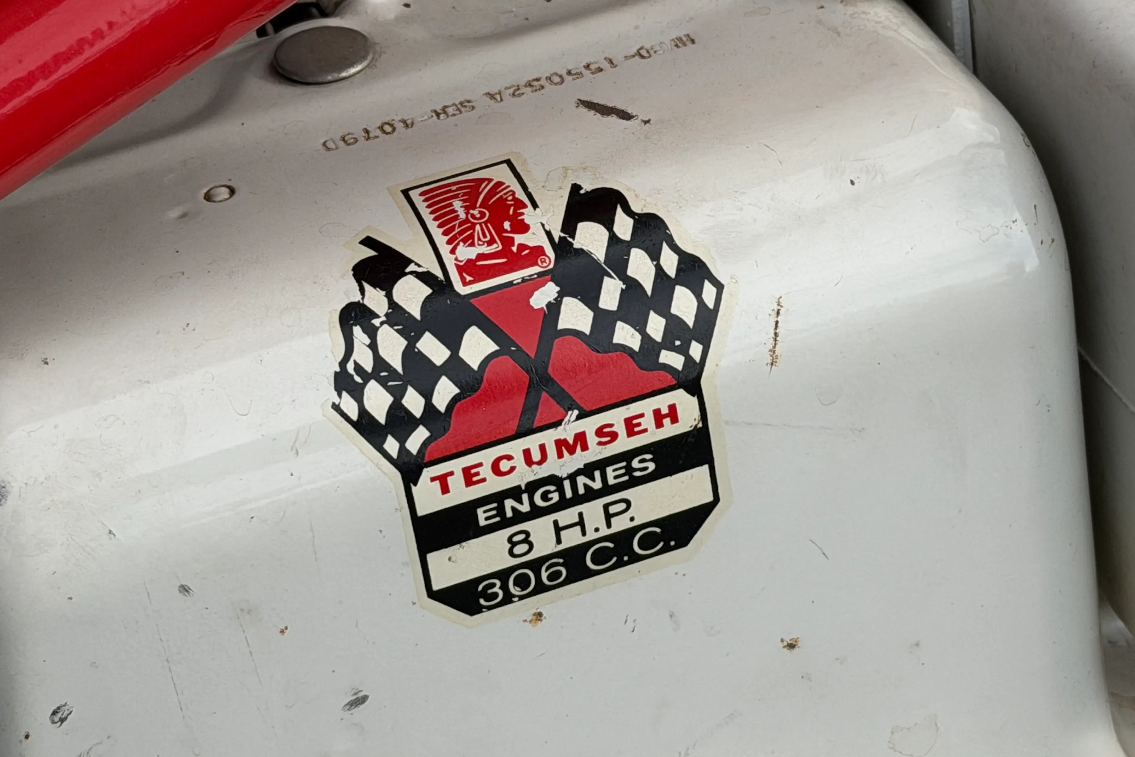 1974 Heald VT-8 Super Trail Bronc engine badge close